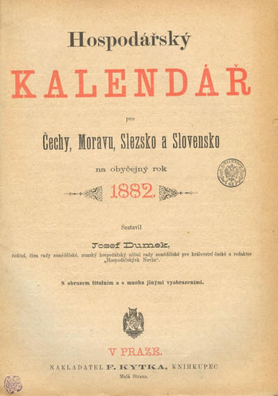 Obr. 3 Typická titulní strana kalendářů 2. poloviny 19. století
