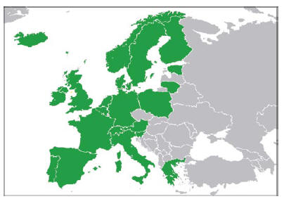 Obrázek 1 - Rozšíření EAD v Evropě