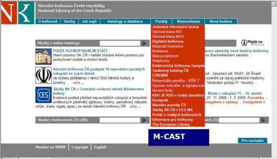 Obr. č. 4: Ukázka možného zapojení systému M-CAST do stávajícího portálu instituce (ilustrativní ukázka)