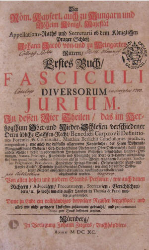 Titulní list – Fasciculi Diversorum Jurium