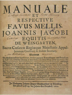 Titulní list – Manuale et respective Favus Mellis