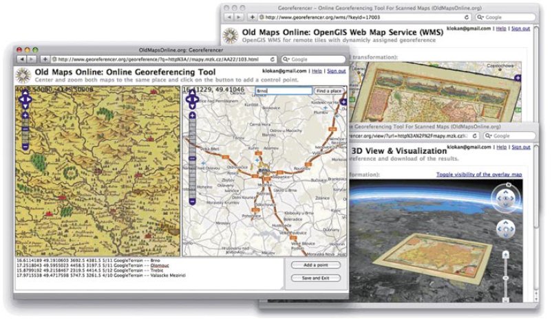 Obr.2 GeoReferencer.org – online služba umožňující georeferencování rastrových map