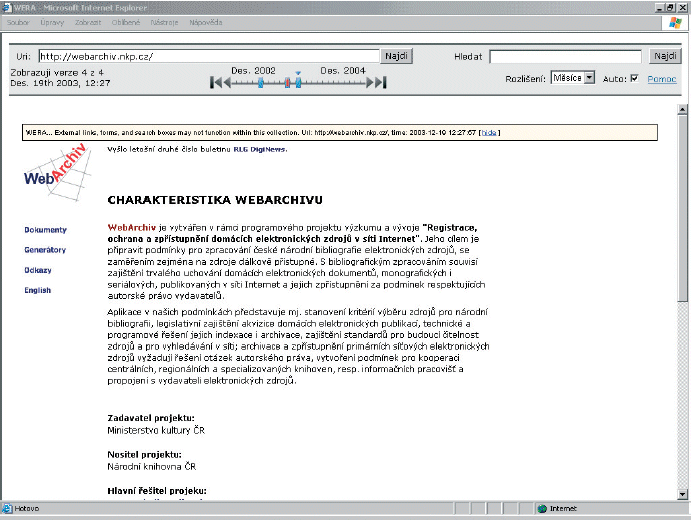 Ukázka fulltextového vyhledávače WERA 2