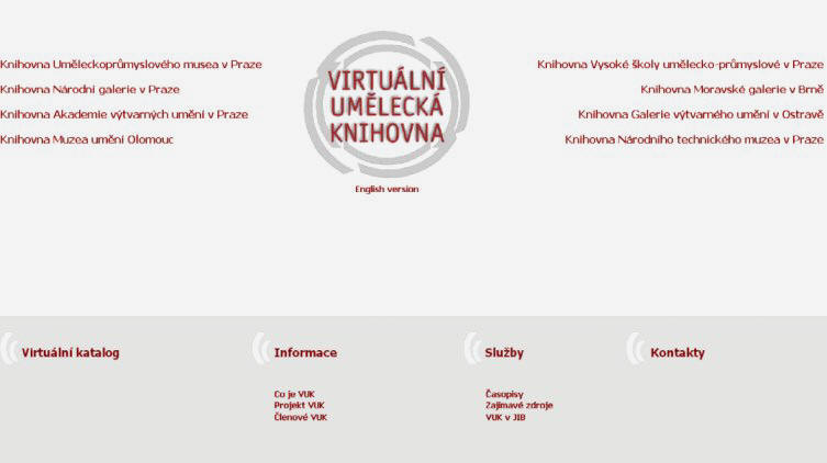 Webová stránka Virtuální umělecké knihovny