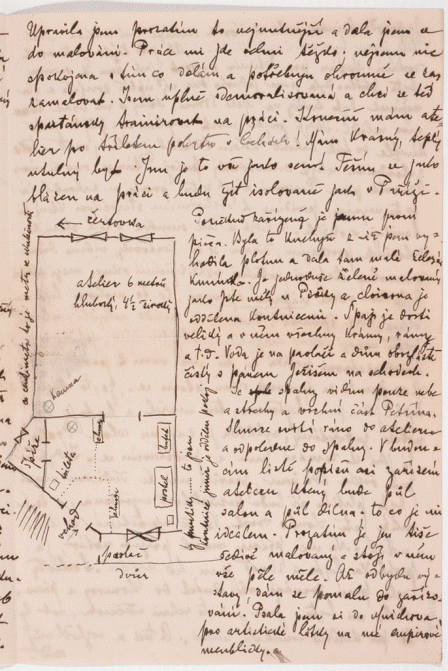 Ukázka z dopisu Zdenky Braunerové sestře Anně Bourgesové