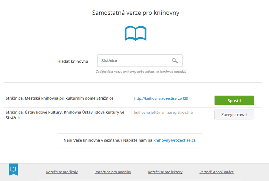 Obr.4, Registrace knihovny, Zdroj: Aplikace Rozečti.se, http://www.rozectise.cz, 22.3.2014